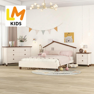 LM KIDS Modern Container House 3 Bed Rooms Closets for Room Wooden Bed Frame Dresser for Baby Bedroom Furniture Set