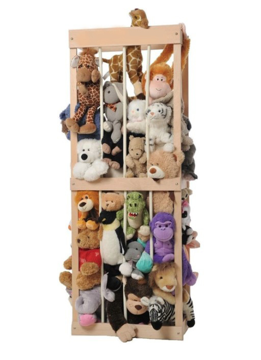 LM KIDS Wooden Toy Organizer Stuffed Animal Zoo Wood Soft Toy Shelf with Adjustable Length Stuffed Animal Storage Plush Toys