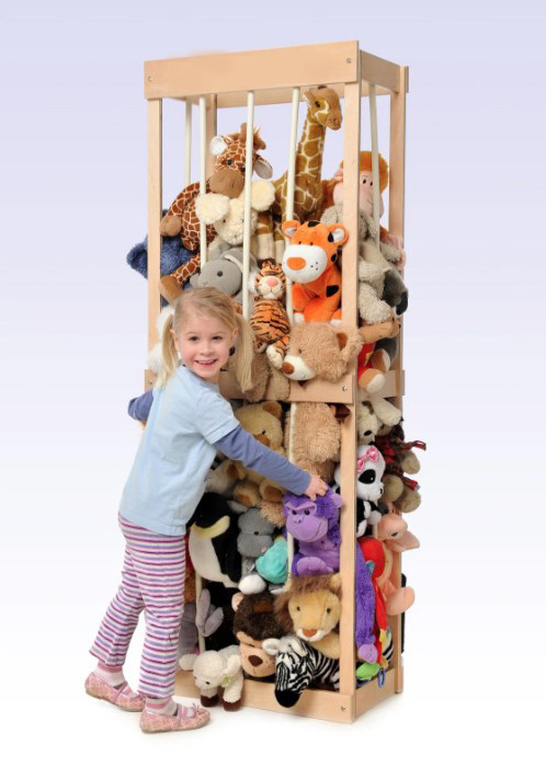 LM KIDS Wooden Toy Organizer Stuffed Animal Zoo Wood Soft Toy Shelf with Adjustable Length Stuffed Animal Storage Plush Toys