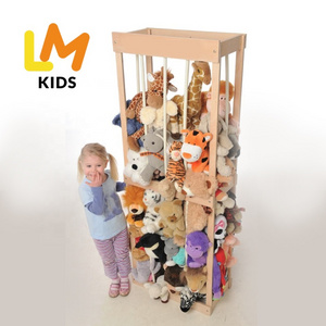 LM KIDS Wooden Toy Organizer Stuffed Animal Zoo Wood Soft Toy Shelf with Adjustable Length Stuffed Animal Storage Plush Toys