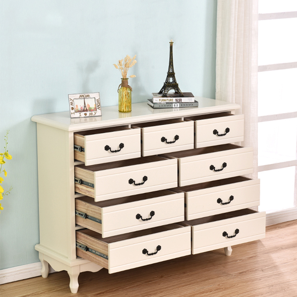 LM KIDS  changing table solid wooden Living room Cabinet furniture 6 Drawers Mirrored Dresser white Chest of Drawer