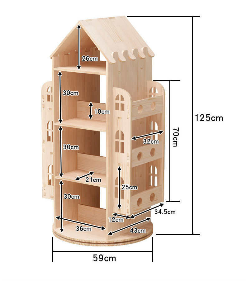 LM KIDS bookshelves storage cabinet solid wood revolving bookcase library furniture  kids bookshelf rotating bookshelf