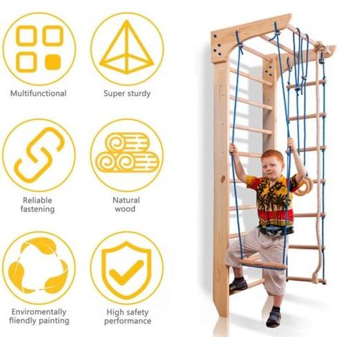 LM KIDS  Playgroundindoor children's gym wall pull up bar wall mounted climbing wall wooden gym