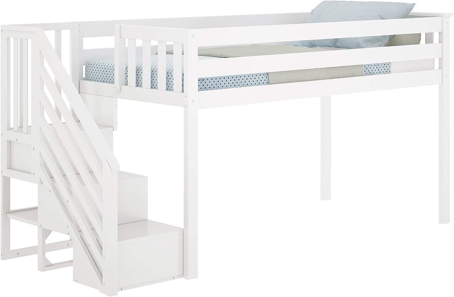 LM KIDS lit de bebe lit cabane blanc almacenamiento de juguetes bunk bed twin over loft for kids