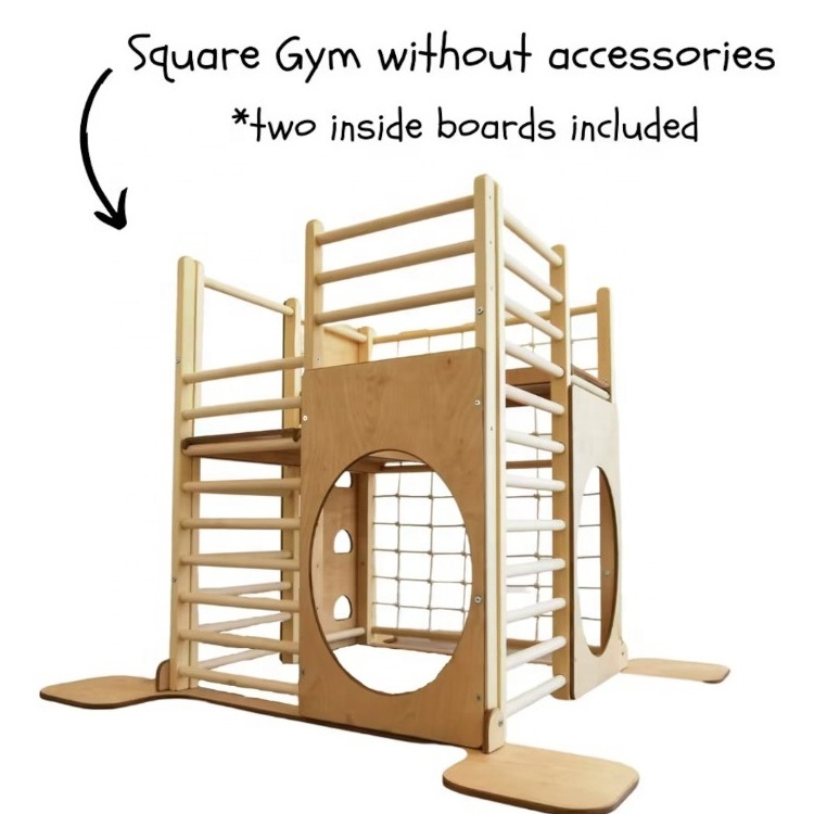 LM KIDSMontessori  Indoor  Climbing Frame Wooden Toys Game With Slide Swing Ramp Sets Kids Pickler Toddler GYMs kids gym