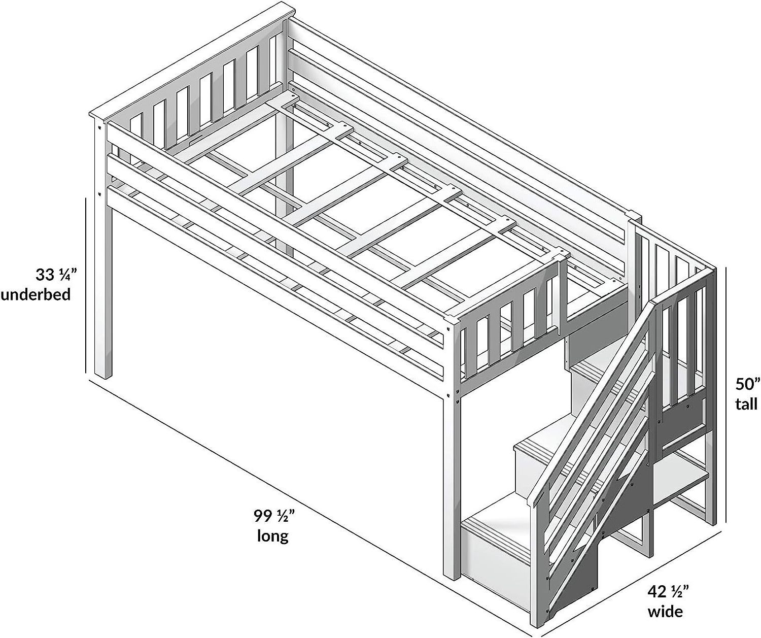 LM KIDS lit de bebe lit cabane blanc almacenamiento de juguetes bunk bed twin over loft for kids