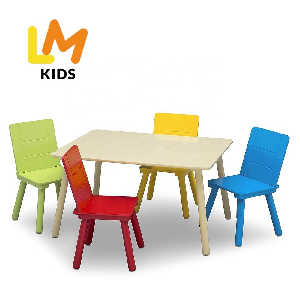 LM KIDS montessori preschool furniture wooden white kids wood wooden table and chair set daycare supplies