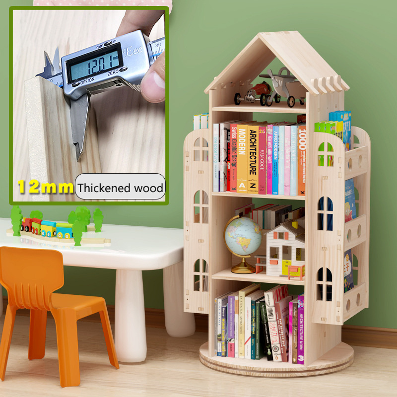 LM KIDS bookshelves storage cabinet solid wood revolving bookcase library furniture  kids bookshelf rotating bookshelf