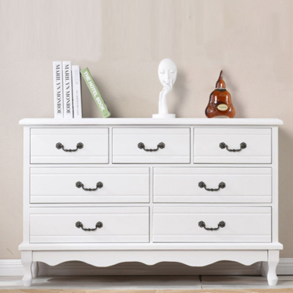 LM KIDS  changing table solid wooden Living room Cabinet furniture 6 Drawers Mirrored Dresser white Chest of Drawer