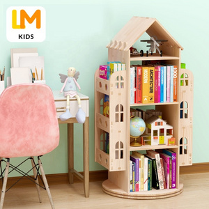 LM KIDS bookshelves storage cabinet solid wood revolving bookcase library furniture  kids bookshelf rotating bookshelf