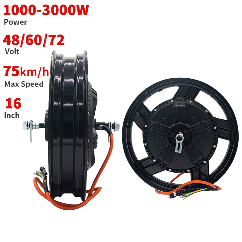 16 inch hub motor high torque 1000W 3000W 48V/60V/72V/96V motor for electric motorcycle