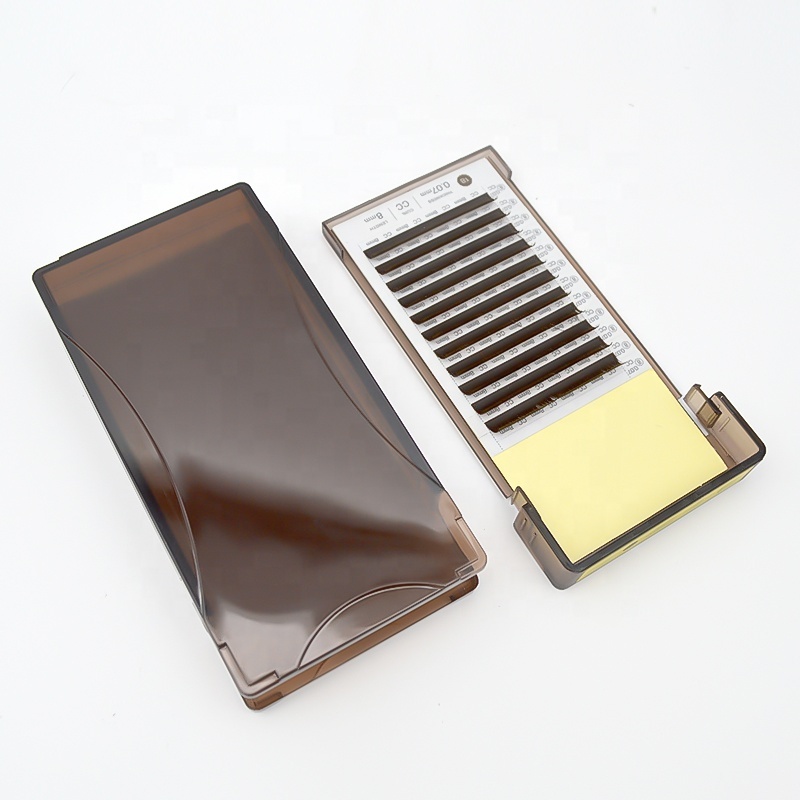 Eyelash Extension Packaging Box Sliding Eyelash Box Case Extend Individual Lashes Frosted Brown Lash Box Factory Supply