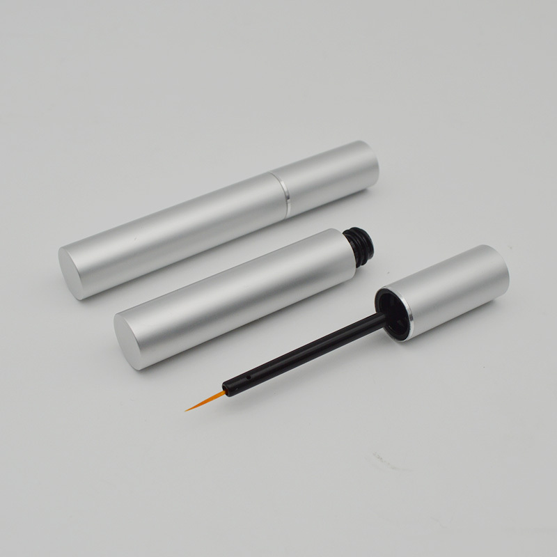 Custom eyeliner silver tube clear beautiful eyeliner tubes 3ml aluminum empty eyelash serum container with brush