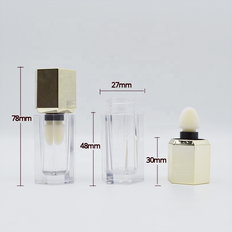 Hexagon Shape Lip Gloss Containers Built-in Sponge Lip Oil Tubes Chunky Liquid Contour Blush Foundation Packaging Container