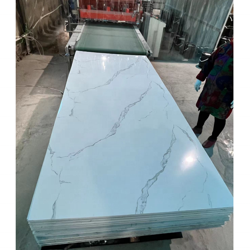 High glossy UV coated marble 3m PVC Marble Plastic Marble Sheet PVC UV panel for wall decoration and ceilings