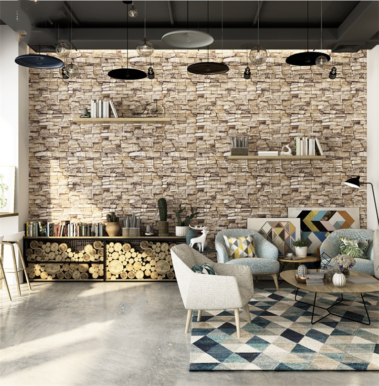 Best selling brick and wood wall industrial style 3d wallpaper