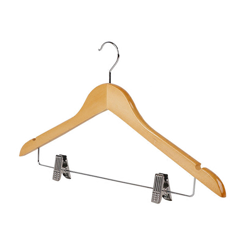 wholesale clothes shop rack  hanging pants wood hanger hijab hanger with clips for clothing