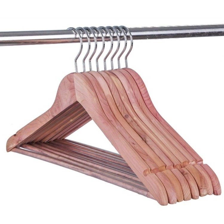 Wholesale natural cedar wood luxury coat hanger wood hanger for clothing