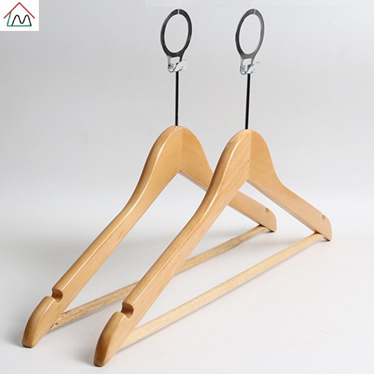 Wholesale Custom Anti-Theft Ring Hotel wood hanger for clothing