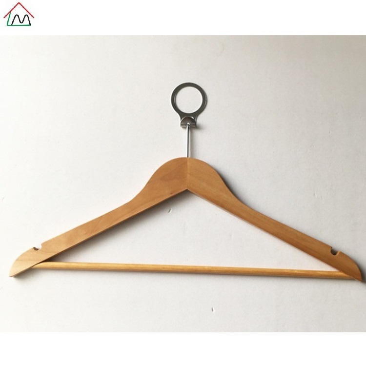 Wholesale Custom Anti-Theft Ring Hotel wood hanger for clothing