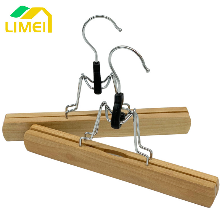 metal clip wood hanger with logo for clothing hair hanger extensions hijab hanger