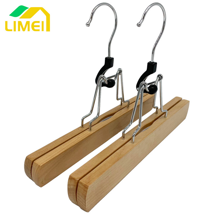 metal clip wood hanger with logo for clothing hair hanger extensions hijab hanger