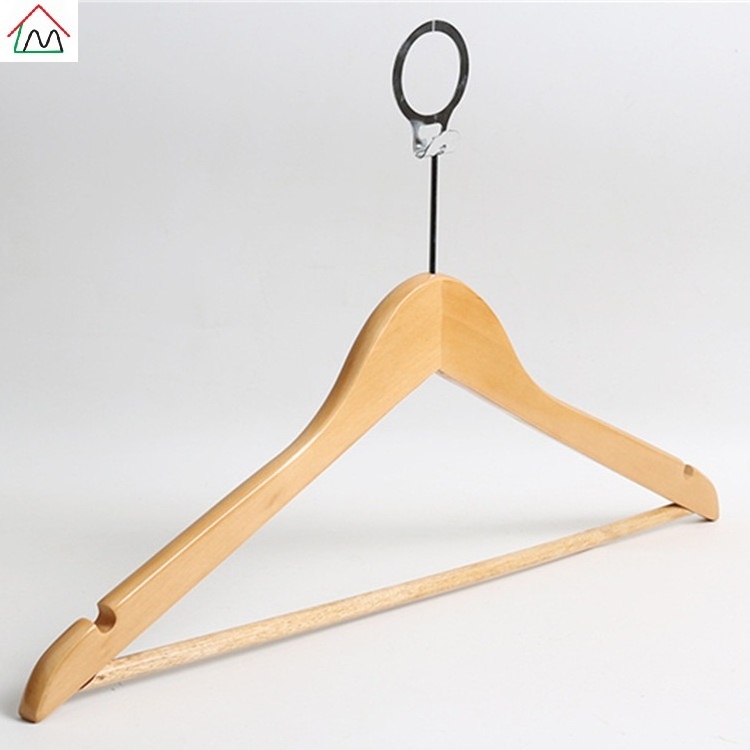 Wholesale Custom Anti-Theft Ring Hotel wood hanger for clothing