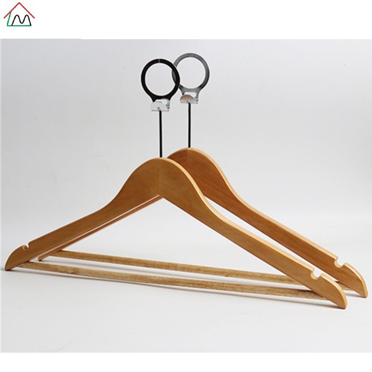 Wholesale Custom Anti-Theft Ring Hotel wood hanger for clothing