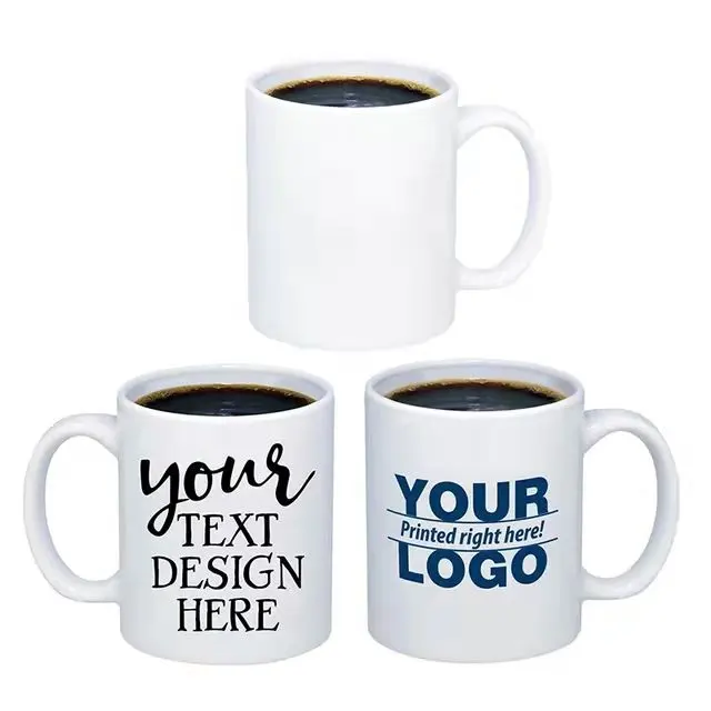 Wholesale custom Logo Mugs factory price 11 Oz Porcelain Plain White blank Sublimation Ceramic Tea Coffee Cup mugs customizable