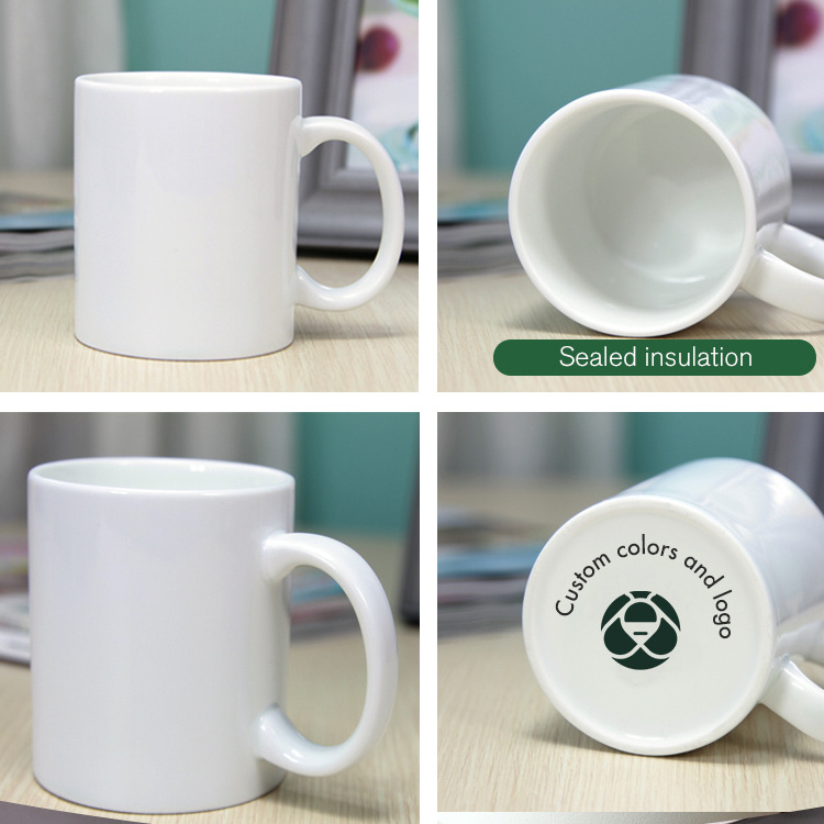 Wholesale custom Logo Mugs factory price 11 Oz Porcelain Plain White blank Sublimation Ceramic Tea Coffee Cup mugs customizable