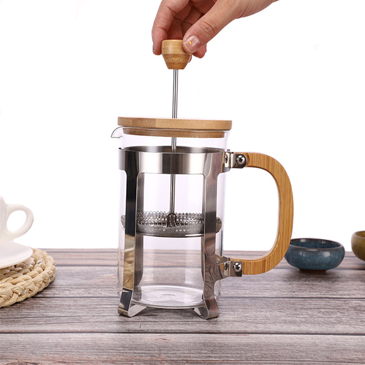 Wholesale Eco-Friendly Bamboo Coffee Maker French Press coffee plunger with glass French Press