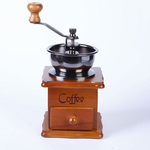 Factory price Portable household mini manual coffee grinder with Log wood handle