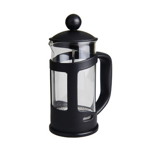 Amazon hot sale portable 350ml black Plastic borosilicate glass tea coffee plunger coffee maker french press