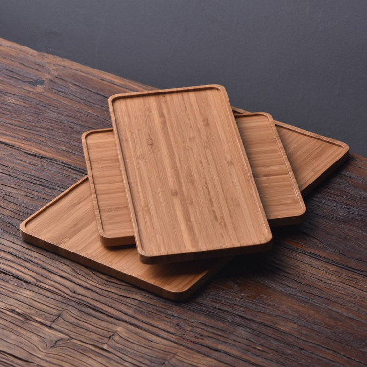 wholesale amazon hot modern organic rectangular stackable lackwood snack food wooden bamboo serving tray set for tea bowl