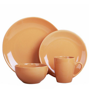 Wholesale cheap 16pcs orange ceramic dinner set made in china, ceramic breakfast dinnerware set for wedding