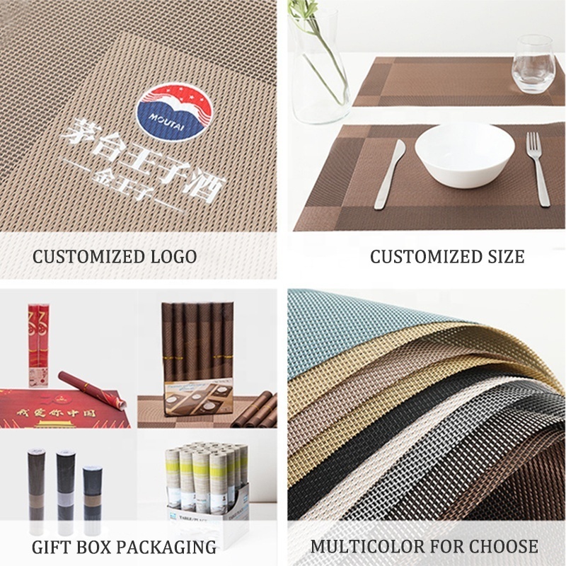 Free Sample Cheap pvc table place mat With Custom Logo Printing, No-slip vinyl Coffee Table Placemats for dining table