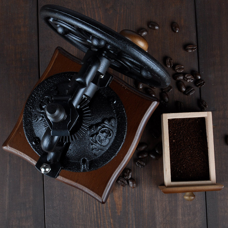 wholesale high quality home and kitchen Retro Style ferris wheel  Hand Crank coffee bean mill Manual Coffee Grinder