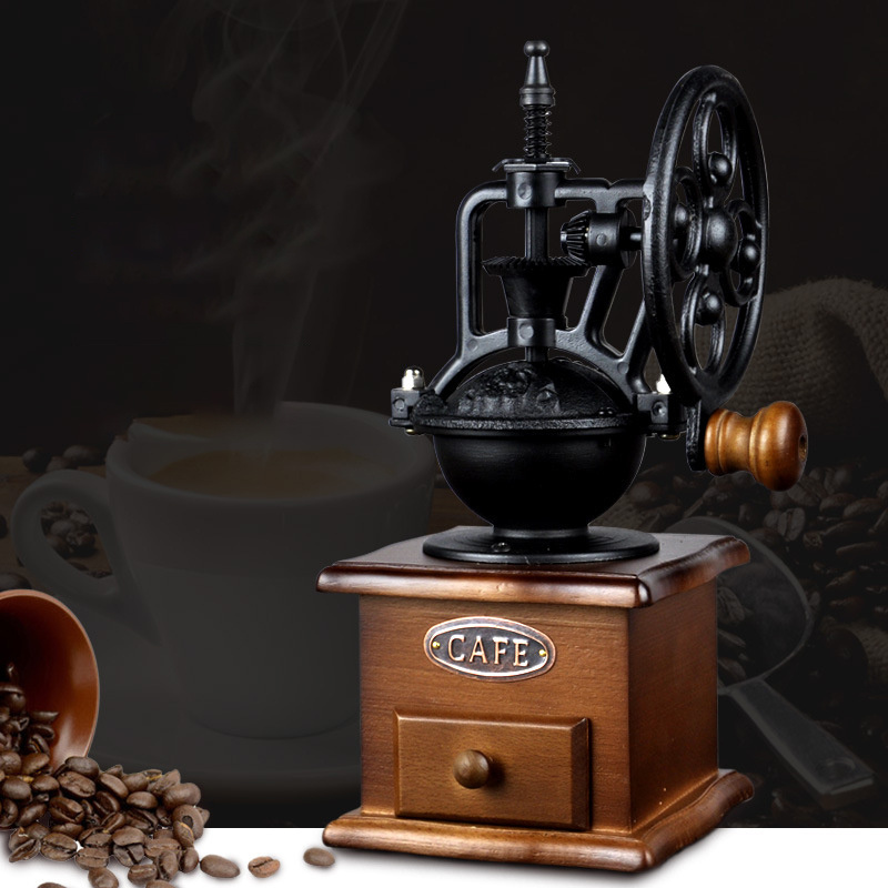 wholesale high quality home and kitchen Retro Style ferris wheel  Hand Crank coffee bean mill Manual Coffee Grinder