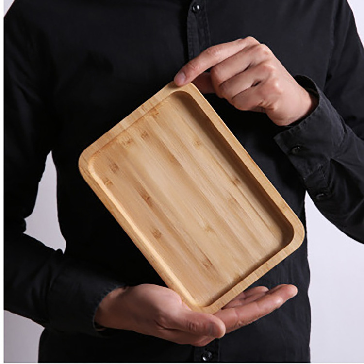 supply reasonable price natural rubber fruit tray dinner plate wood serving tray bamboo wooden trays for tea and coffee