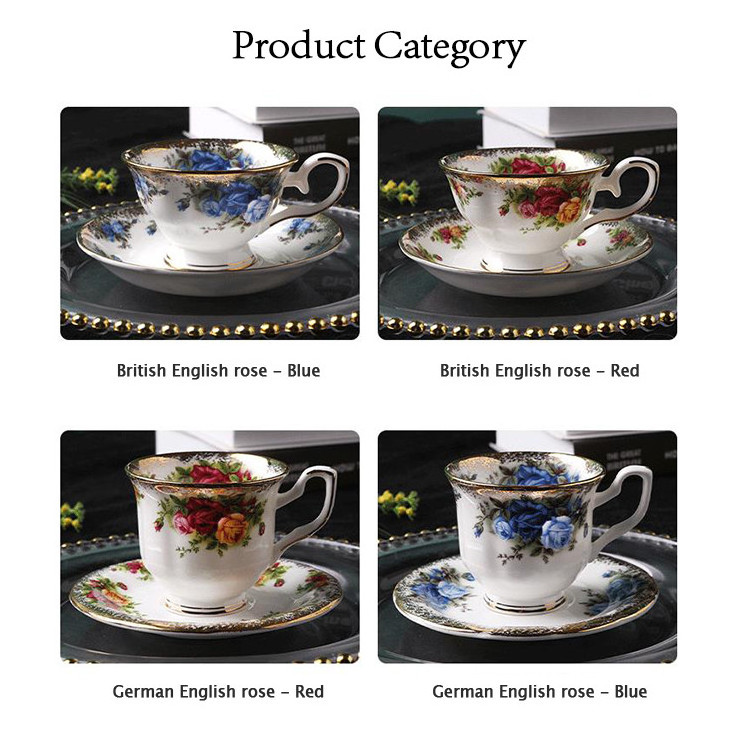 Vintage elegant gold rim bone china porcelain ceramic coffee cup and saucer European style wholesale tea cups and saucers