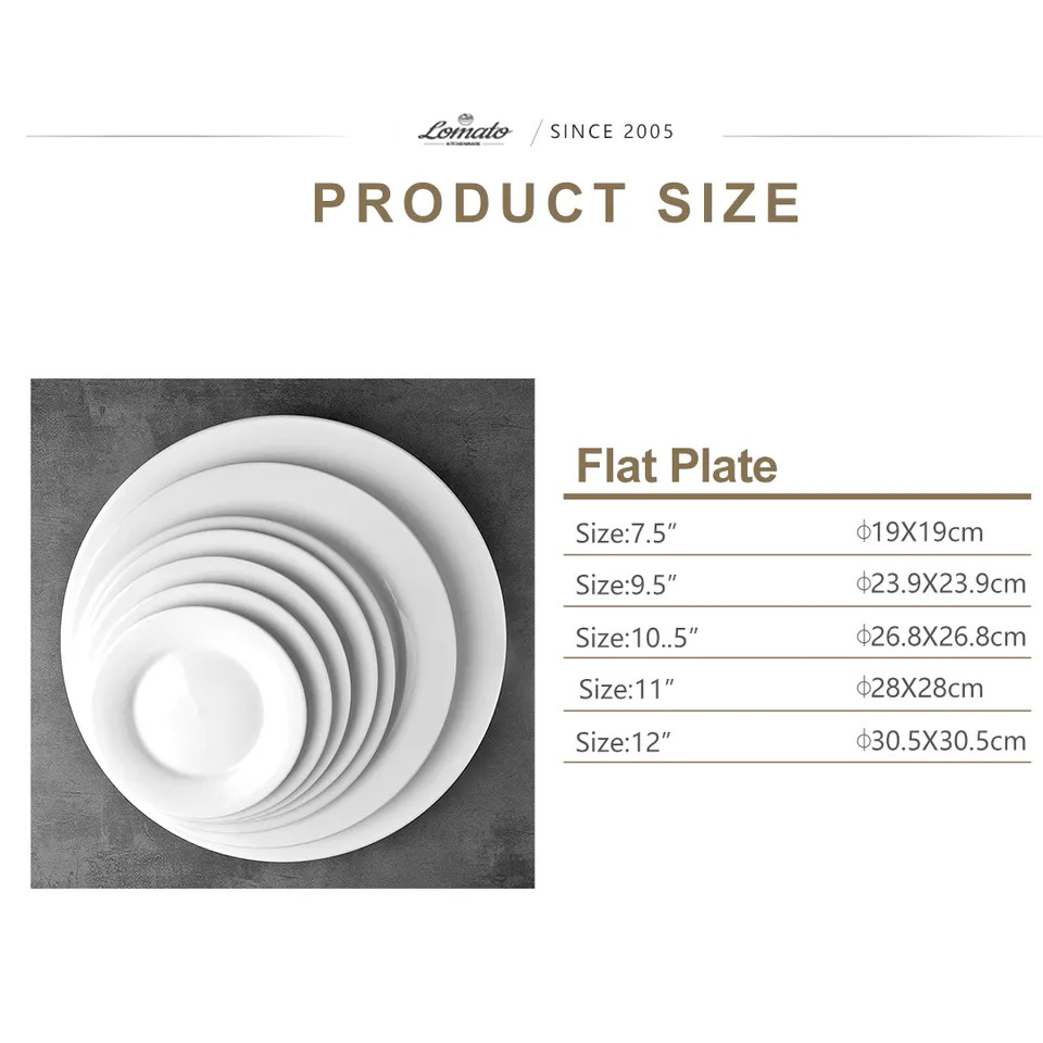 wholesale cheap bulk Simple round porcelain white flat dinnerware dinner plate ceramic plates for restaurant hotel wedding home