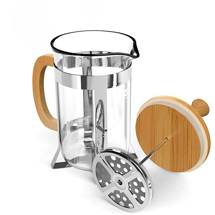 Wholesale Eco-Friendly Bamboo Coffee Maker French Press coffee plunger with glass French Press