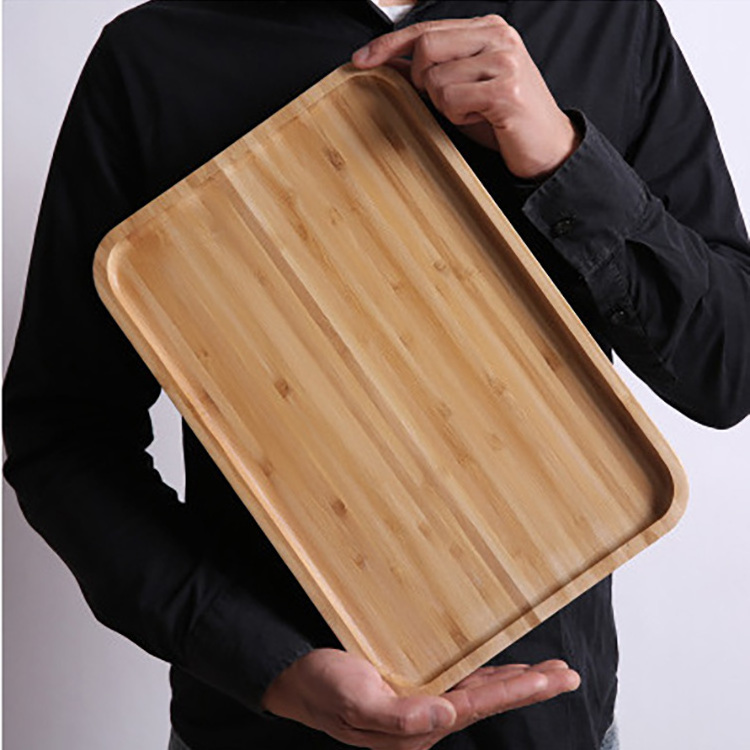 supply reasonable price natural rubber fruit tray dinner plate wood serving tray bamboo wooden trays for tea and coffee