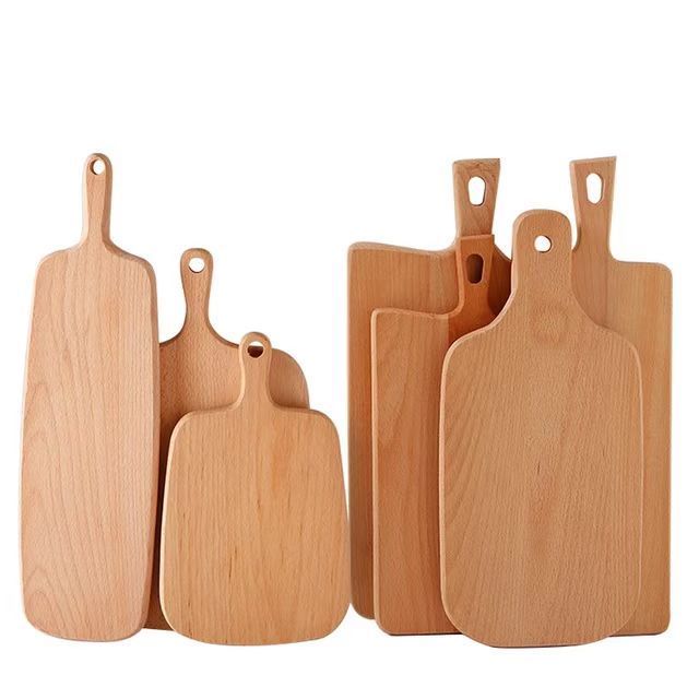 wholesale laser logo dark light kitchen bulk bamboo acacia beech walnut olive oak teak wood chopping cutting board with handle