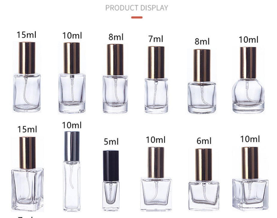 Mini Empty 5ml 6ml 7ml 8ml 9ml 10ml 11ml 12ml 13ml 15ml Spray Small Refillable Samples Perfume Glass Bottle