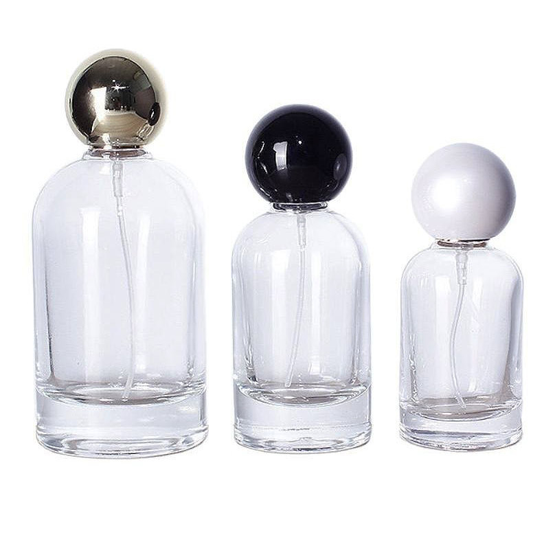 30ml 50ml 100ml Custom Cylinder Clear Round Spray Sphere Ball Cap Glass Perfume Bottles