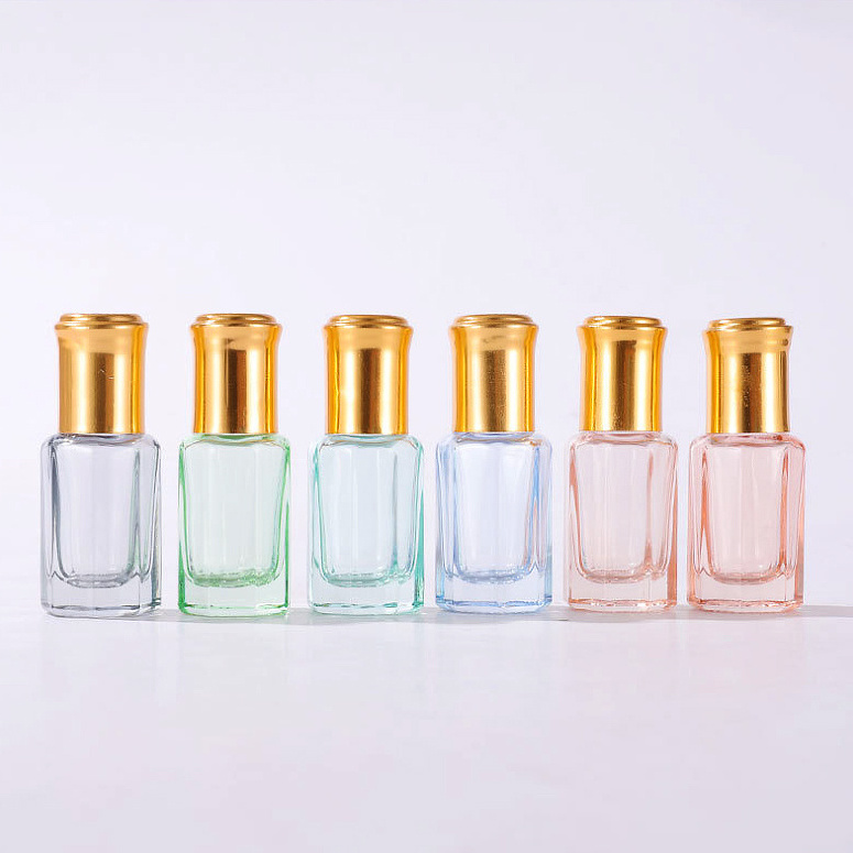 3ml 6ml 12ml Colorful Roller Bottle for Attar Oud Rollon Clear Essential Oil Parfum Roll On Glass Bottle with Roller Ball