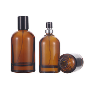 50ml Capacity 100ml 30ml Round Perfume Bottle Brown Cylinder Amber Empty Glass Perfume Bottle