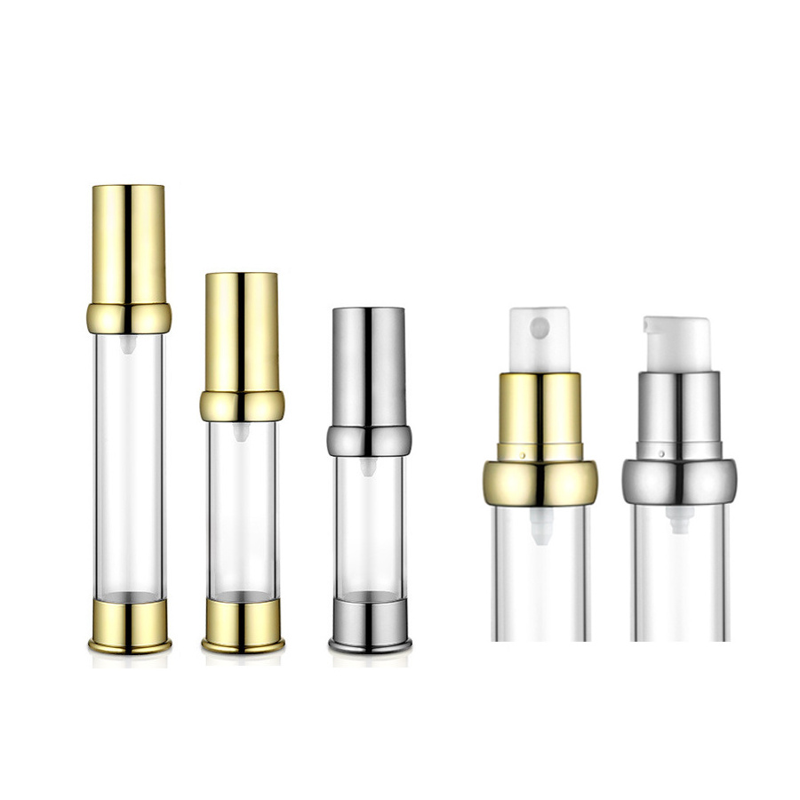 10ml 15ml 30ml Gold Travel Size Cosmet Lotion Foundation Bottle 10 30 ml Plastic Spray Refillable Airless Pump Bottle