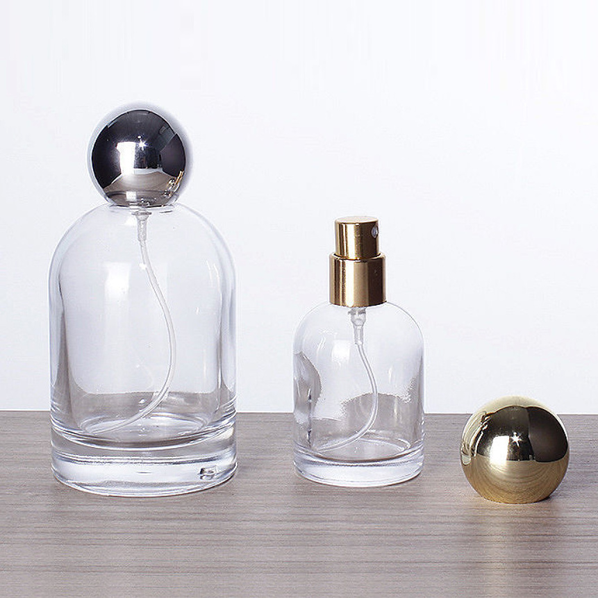 30ml 50ml 100ml Custom Cylinder Clear Round Spray Sphere Ball Cap Glass Perfume Bottles